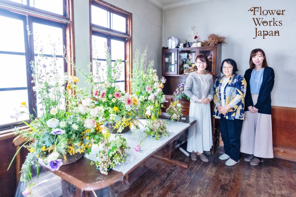 姫路市フラワーアレンジメント教室の作品展の様子